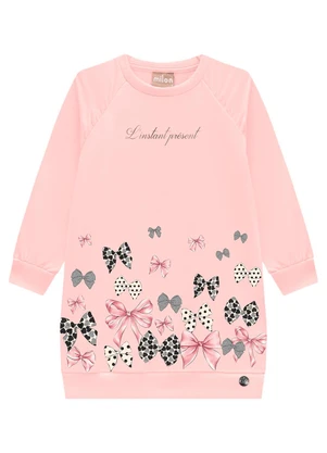 Milon - Vestido Infantil Menina Estampa Rosa - MILON