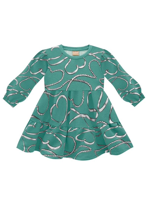 Milon - Vestido Infantil Menina Estampa Verde