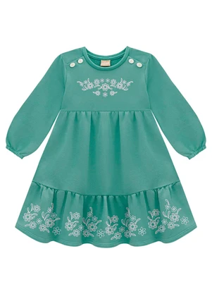 Milon - Vestido Infantil Menina Estampa Verde - MILON