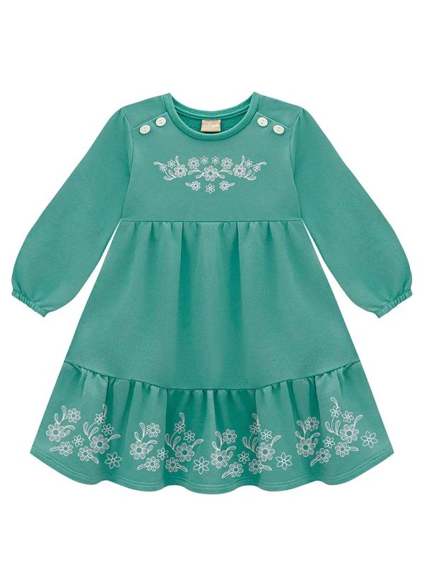 Milon - Vestido Infantil Menina Estampa Verde