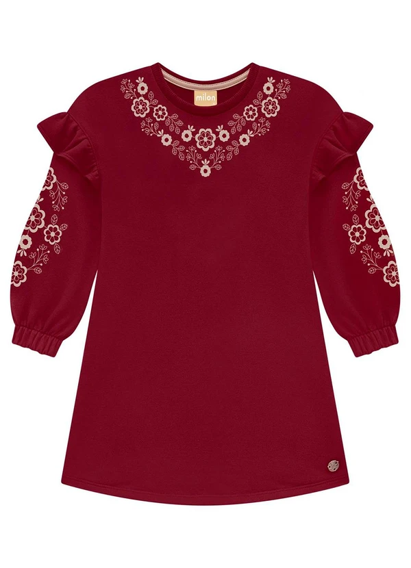 Milon - Vestido Infantil Menina Estampa Vermelho