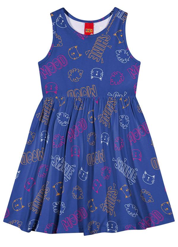 Kyly - Vestido Infantil Menina Estampado Azul