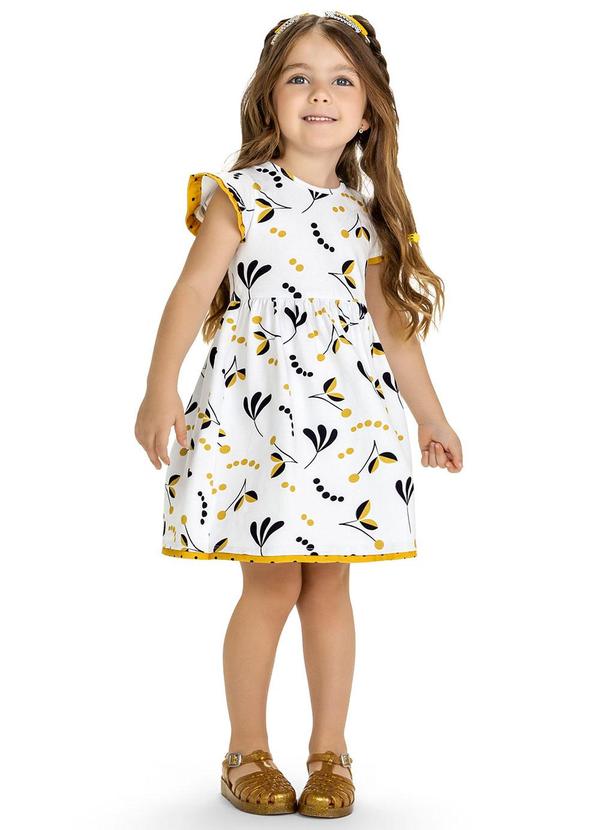 Kyly - Vestido Infantil Menina Estampado Branco