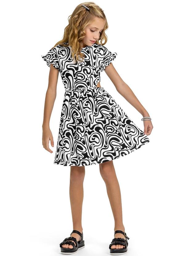 Kyly - Vestido Infantil Menina Estampado Branco