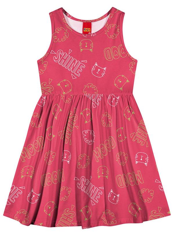 Kyly - Vestido Infantil Menina Estampado Rosa