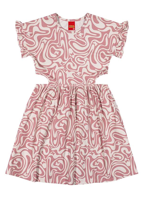 Kyly - Vestido Infantil Menina Estampado Rosa
