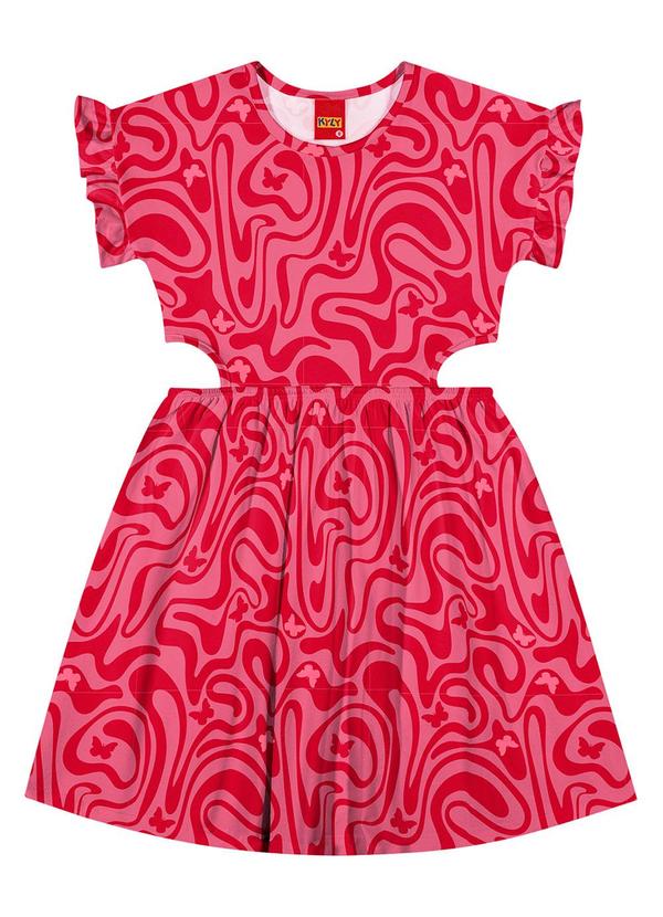 Kyly - Vestido Infantil Menina Estampado Rosa