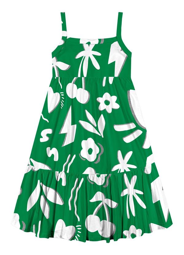 Kyly - Vestido Infantil Menina Estampado Verde