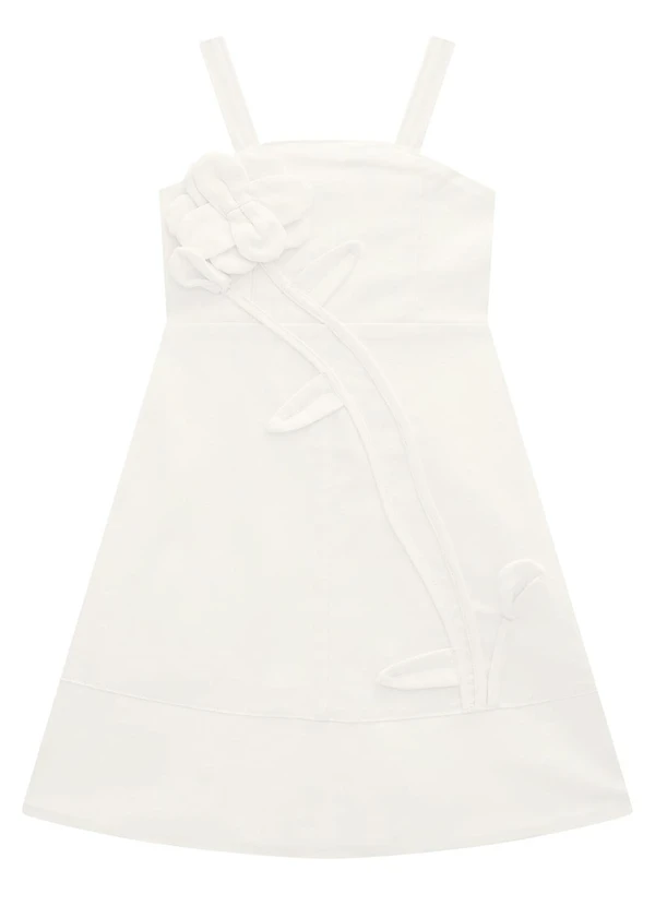 Milon - Vestido Infantil Menina Flor Off White 2