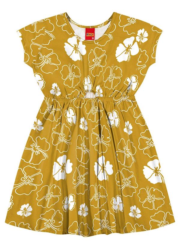 Kyly - Vestido Infantil Menina Flores Amarelo