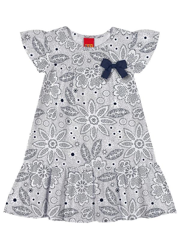 Kyly - Vestido Infantil Menina Flores Azul Marinho