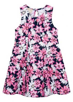 Milon - Vestido Infantil Menina Flores Azul - MILON