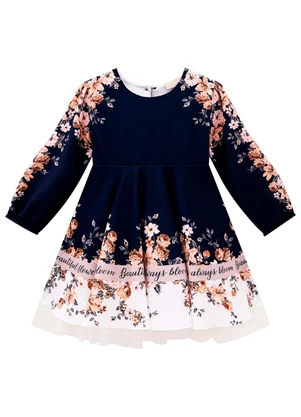 Milon - Vestido Infantil Menina Flores Azul - MILON