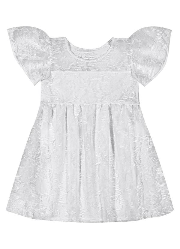 Kyly - Vestido Infantil Menina Flores Branco 2