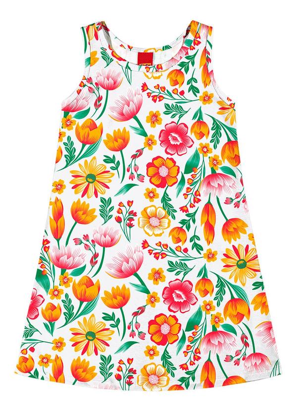 Kyly - Vestido Infantil Menina Flores Branco