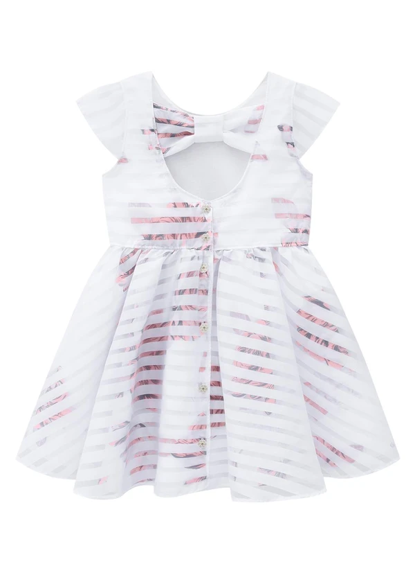 Milon - Vestido Infantil Menina Flores Branco 2