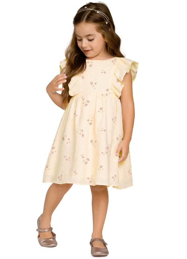 Milon - Vestido Infantil Menina Flores Laranja