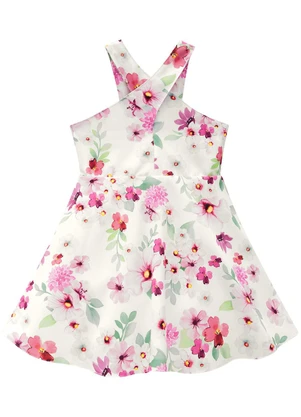 Milon - Vestido Infantil Menina Flores Off White - MILON