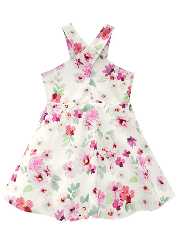 Milon - Vestido Infantil Menina Flores Off White 2