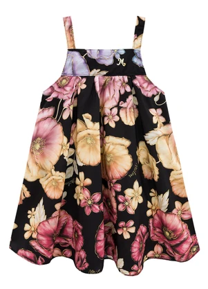 Milon - Vestido Infantil Menina Flores Preto - MILON