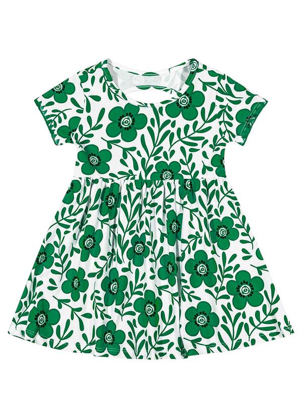 Kyly - Vestido Infantil Menina Flores Verde