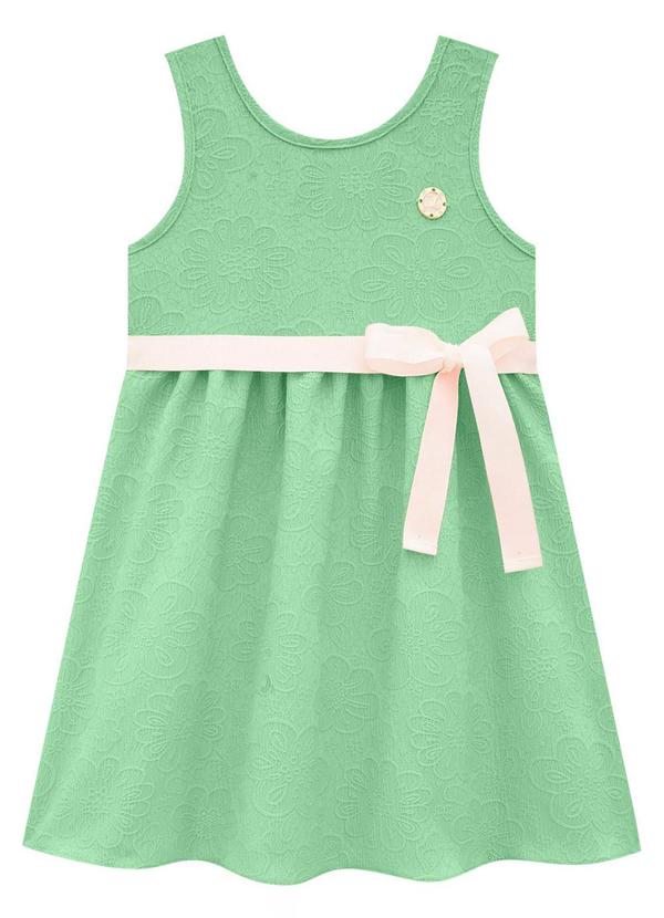 Milon - Vestido Infantil Menina Flores Verde