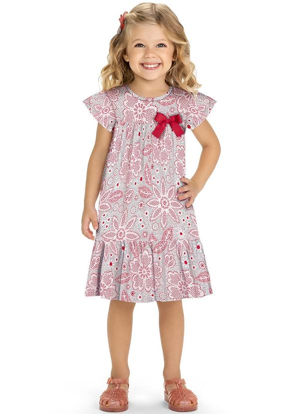 Kyly - Vestido Infantil Menina Flores Vermelho
