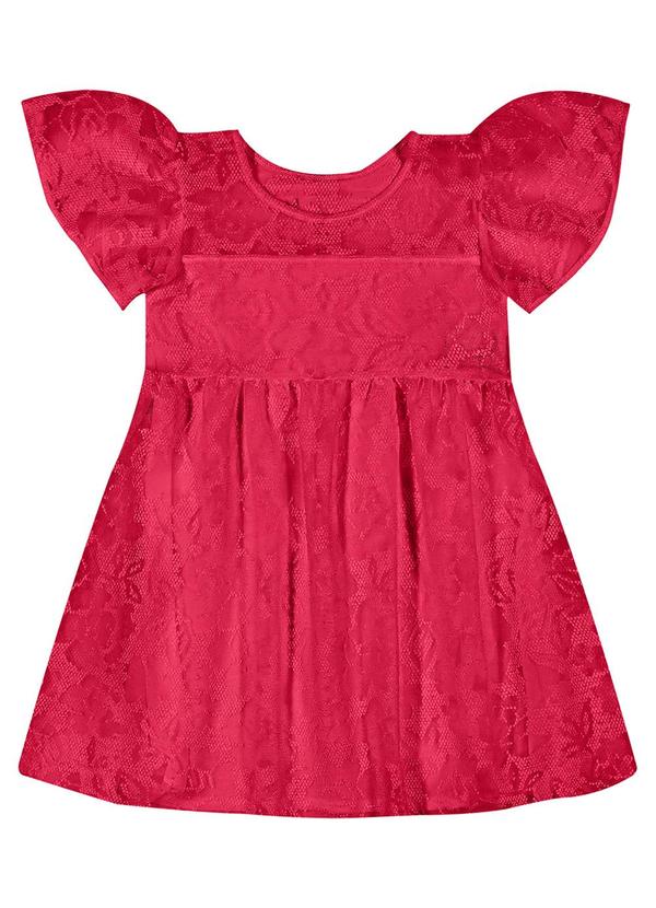 Kyly - Vestido Infantil Menina Flores Vermelho