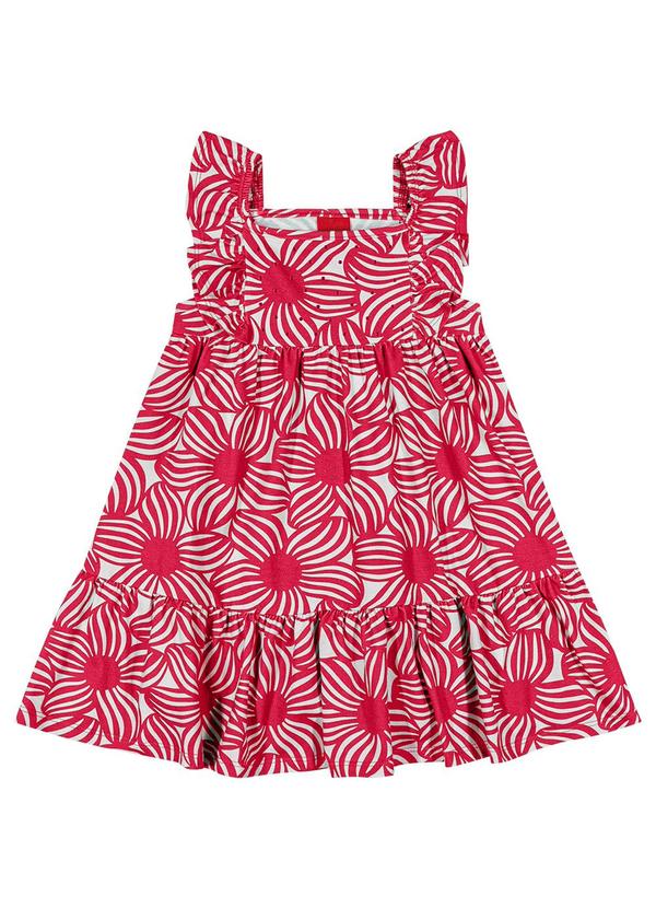 Kyly - Vestido Infantil Menina Flores Vermelho