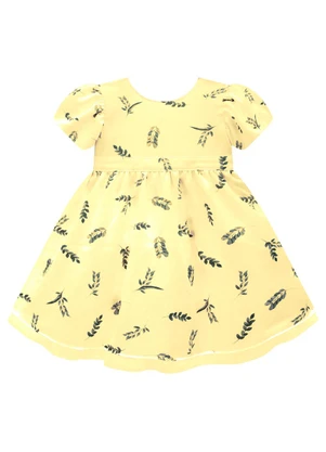 Milon - Vestido Infantil Menina Folhas Amarelo - MILON