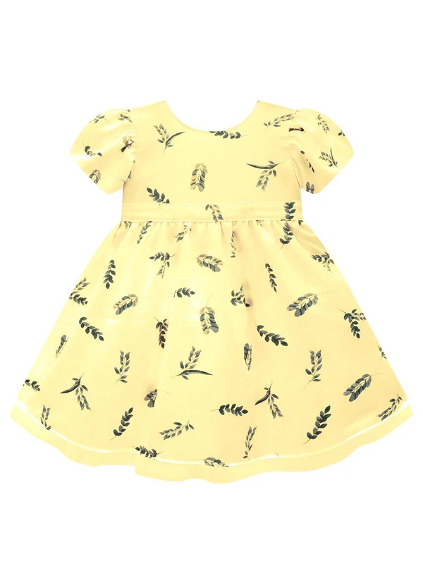 Milon - Vestido Infantil Menina Folhas Amarelo 2