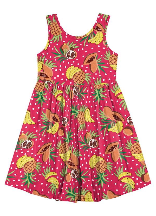 Kyly - Vestido Infantil Menina Frutas Rosa