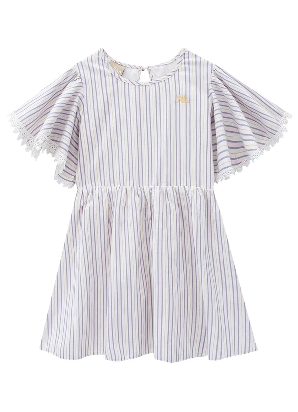 Milon - Vestido Infantil Menina Listras Rosa