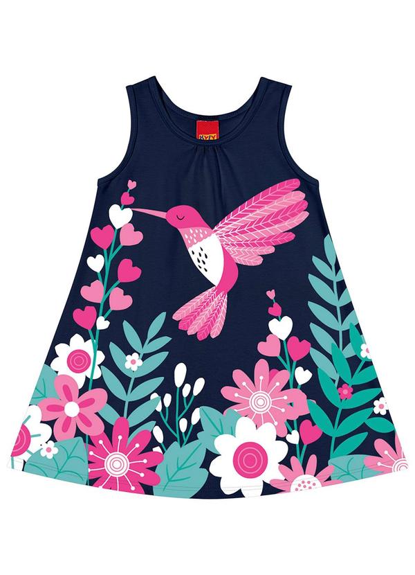 Kyly - Vestido Infantil Menina Passarinho Azul Marinho 2
