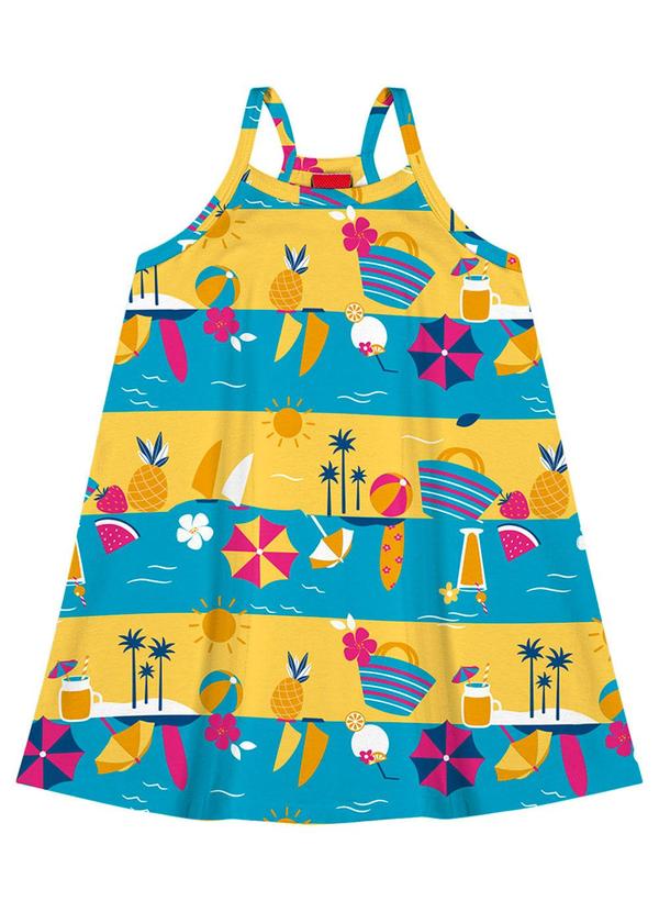 Kyly - Vestido Infantil Menina Praia Amarelo