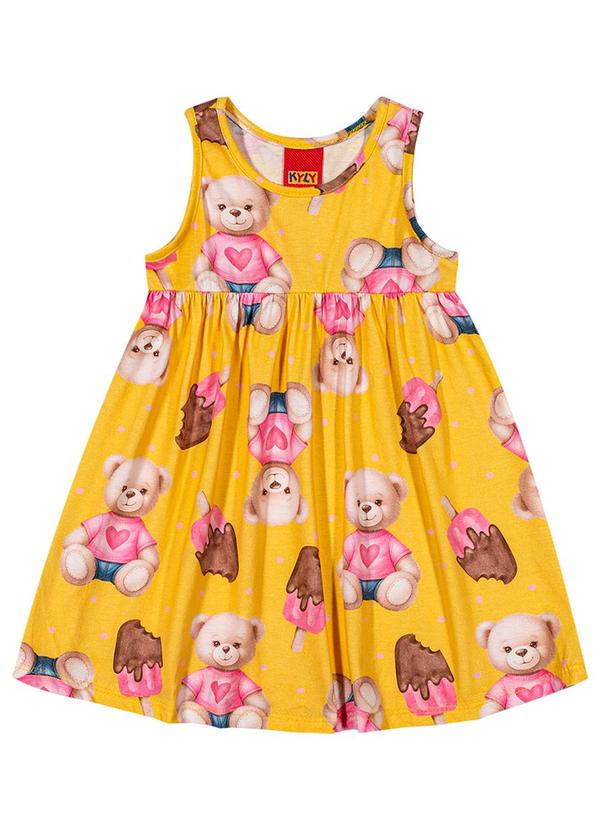 Kyly - Vestido Infantil Menina Ursinho Amarelo