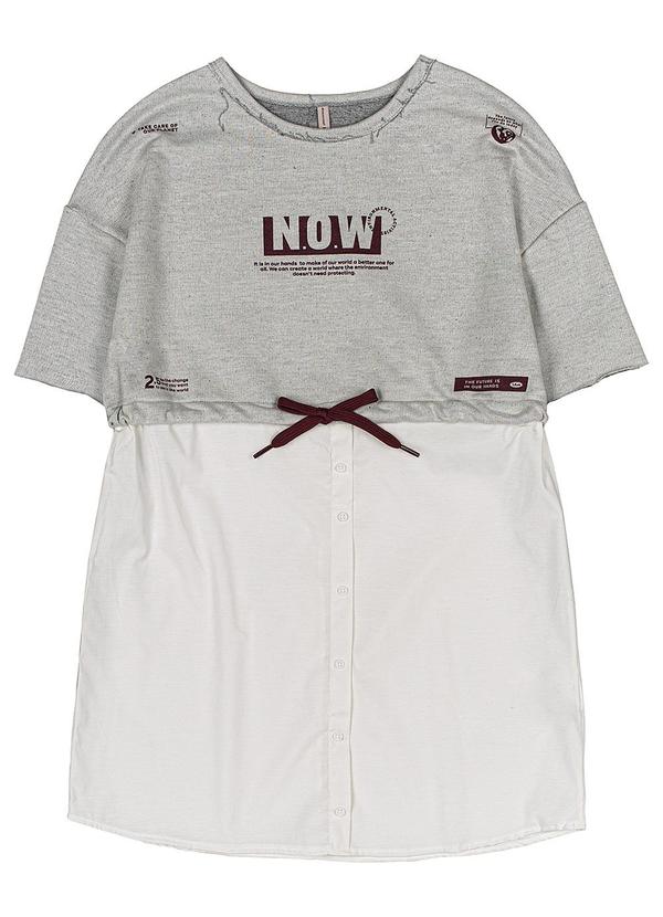 I Am - Vestido Manga Curta Estampado Branco