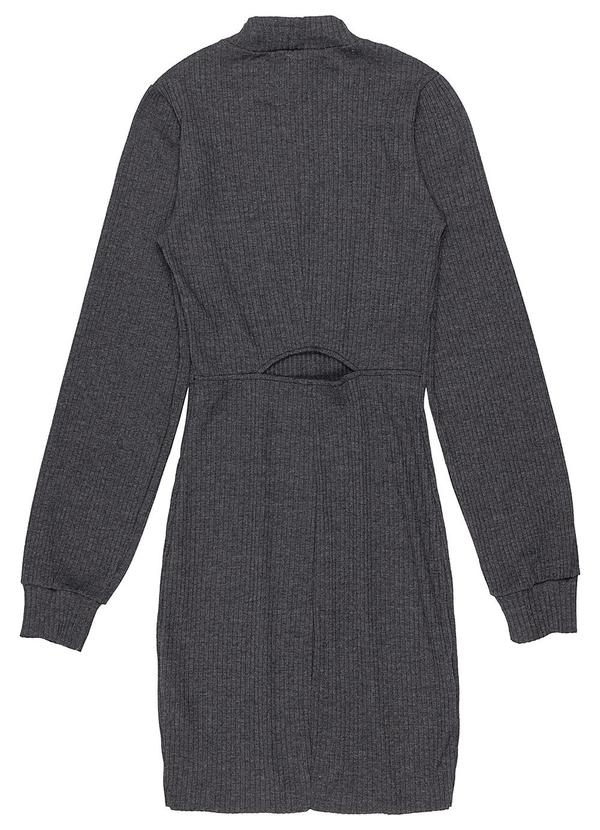 Authoria - Vestido Manga Longa de Algodão Canelada Cinza 2