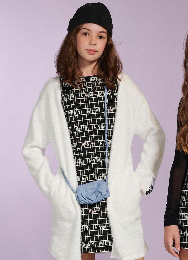 I Am - Vestido Teen de Jacquard Xadrez Preto