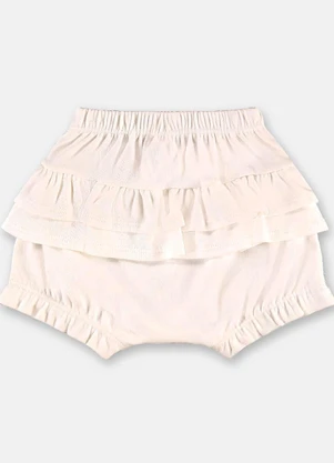 Up Baby - Calcinha Bebê Suedine Babados Branco - UP BABY