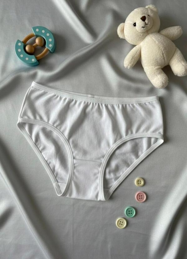 Dukali - Calcinha de Algodão Infantil Tanga Branco