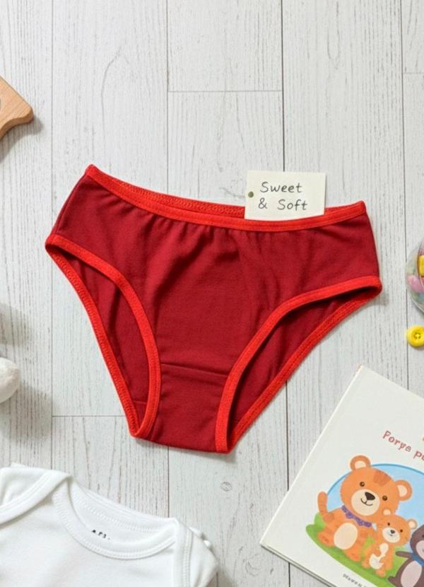 Dukali - Calcinha de Algodão Infantil Tanga Vermelho