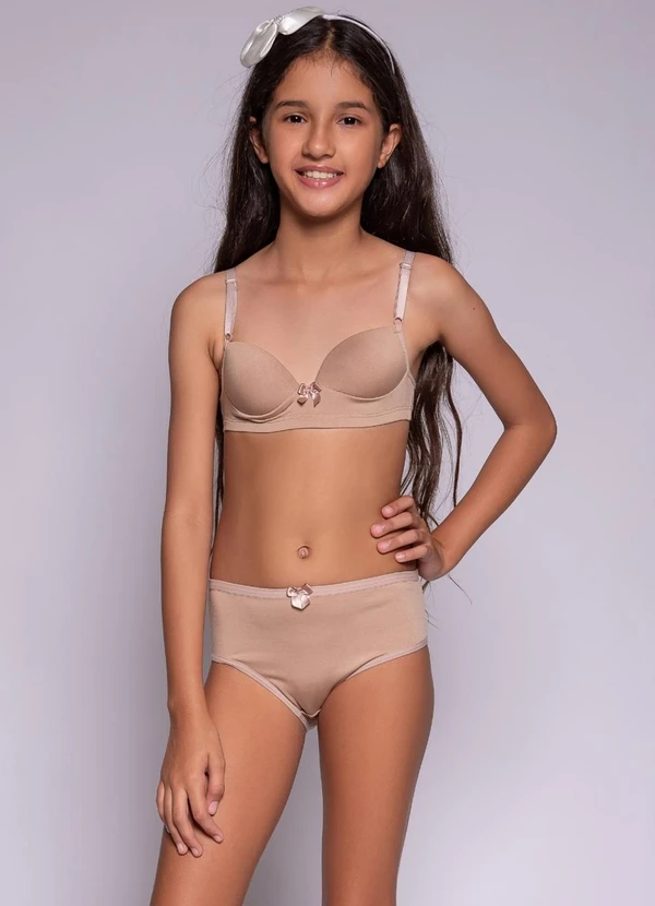 Dukali - Conjunto Juvenil com Bojo Tanga Bege