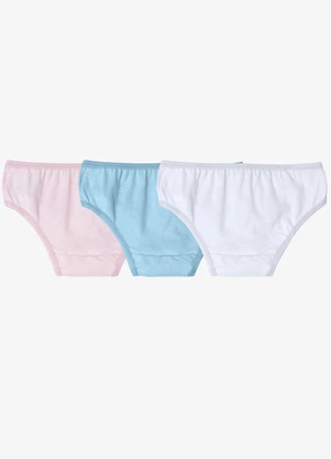 Select - Kit 3 Calcinhas Infantil Lisas em Algodão Branco - SELECT