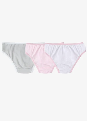 Select - Kit 3 Calcinhas Infantil Lisas em Algodão Rosa - SELECT