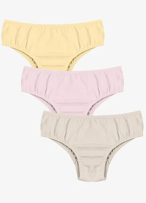 Trick Nick - Kit 3 Calcinhas Infantis Lisa Cotton Unica - TRICK NICK