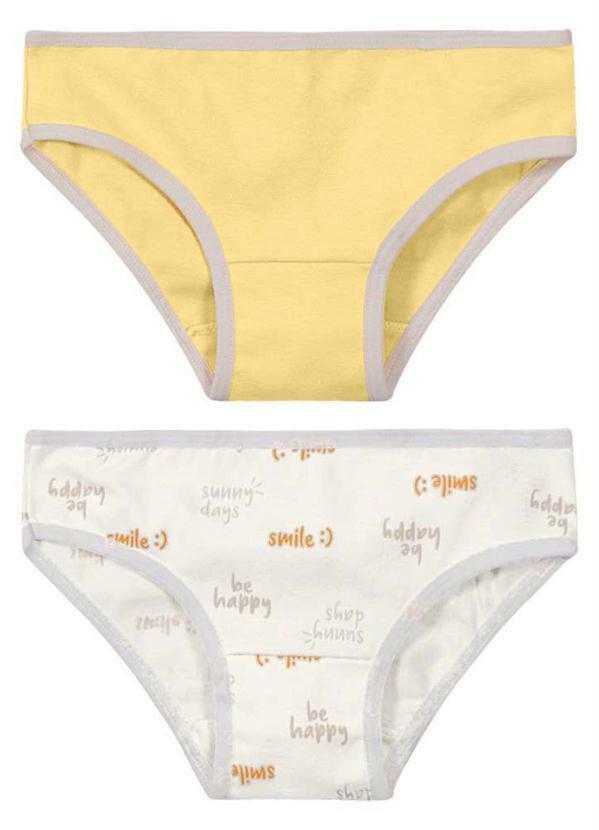 Brandili - Kit Calcinhas Infantil Menina em Cotton Amarelo