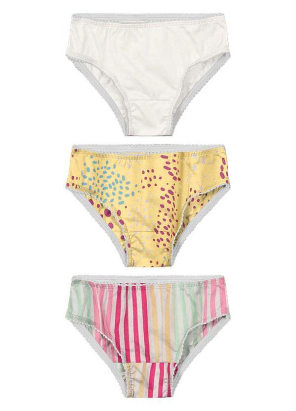 Brandili - Kit Calcinhas Infantil Menina em Malha Natural