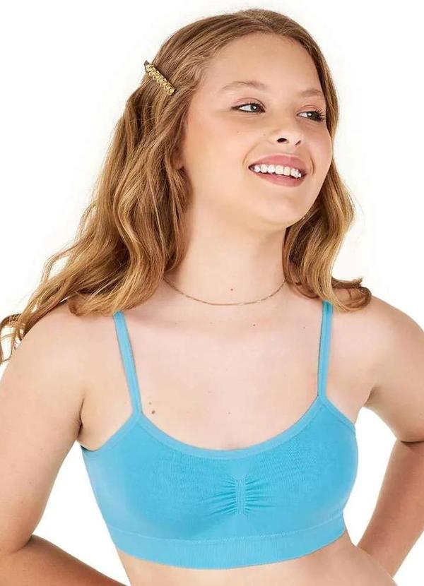 Rovitex - Top Teen com Bojo Removível sem Costura Azul 1