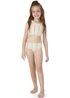 Malwee Kids - Biquíni Amarelo Listrado Texturizado Uv - MALWEE KIDS